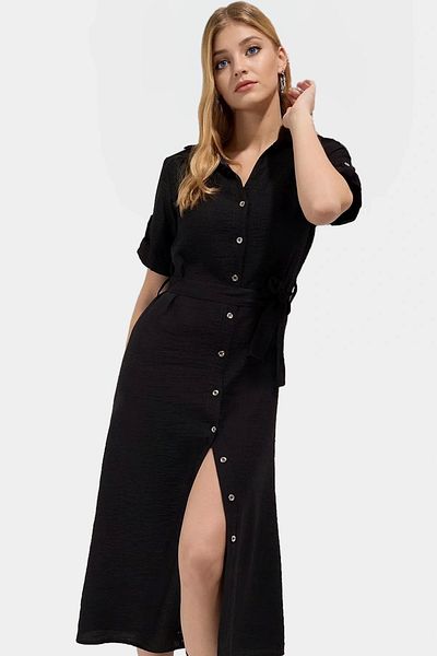 PayBuy Stylish Belted Midi Viscose Dress Comfortable and Elegant Design for Summer Daily Combinations
