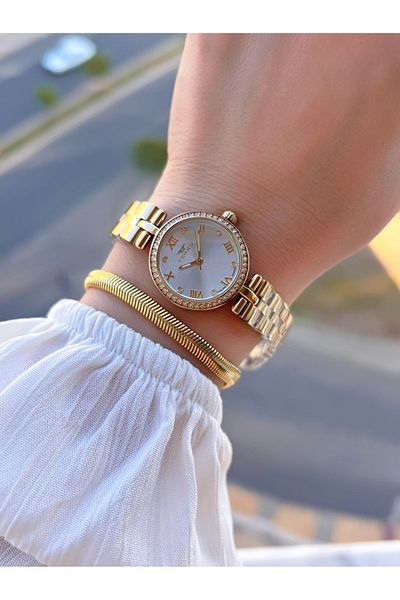 FERRO Small Case Vintage Model Steel Cord Ion Plated Case Women's Wristwatch+Bracelet B.Frv256.A01