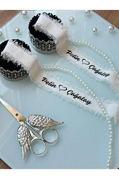 Atatuğ Hediyelik İncili İsimli Söz & Nişan Yüzük Kurdelesi (Dökülen İnci- Bey...