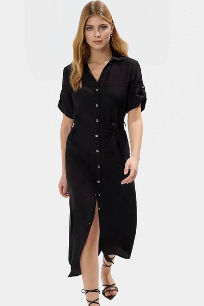 PayBuy Stylish Belted Midi Viscose Dress Comfortable and Elegant Design for Summer Daily Combinations