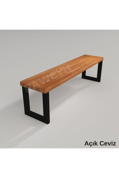 raweyn Hera Masif Ahşap Bahçe Bankı Bench Balkon Teras Metal Ayak 80cm