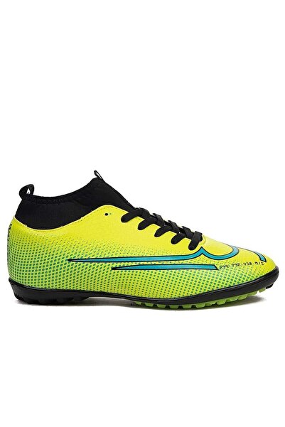 Walked Bilekli Boğazlı Çoraplı Çim Dişsiz Düz Halısaha Futbol Ayakkabısı Sarı 437