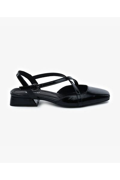 Greyder Women's Black Wrinkled Patent Leather Genuine Leather Ballerinas 5Y2Ta59270