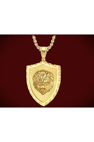 VİKİNGS Paslanmaz Kararmaz Çelik Altın Renk Kral Aslan Kolye / King Kolye /kral Erkek Kolye
