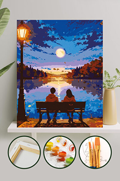 Palmiye Hobi Sanat Kırtasiye Sayılarla Boyama 40x50 Cm Tuval Seti Fırça Boya ...