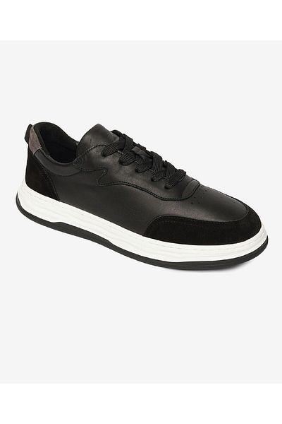 Greyder Men's Black Gray Genuine Leather Sneaker Shoes 4Y1Sa17511
