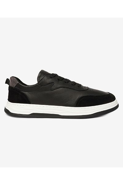 Greyder Men's Black Gray Genuine Leather Sneaker Shoes 4Y1Sa17511