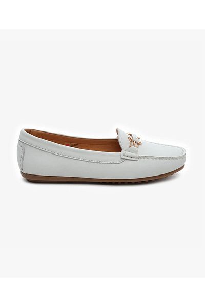 Greyder Women's Off-White Genuine Leather Loafer Shoes 5Y2Wa57725