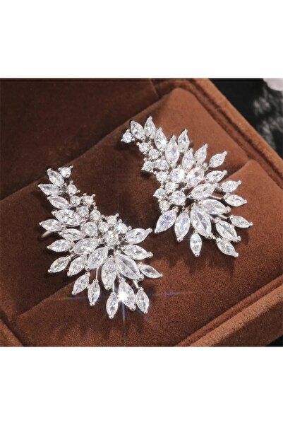 reyselstyle Zirkon Taşlı Gümüş Kaplama Çelik Küpe(KARARMA YAPMAZ)