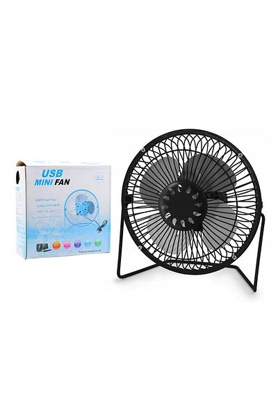 shopwave مروحة USB صغيرة YR-F002 DP-385 USB - مروحة صغيرة لسطح المكتب قطر المروحة: 18.5 سم علبة معدنية - قاعدة 4 معدنية