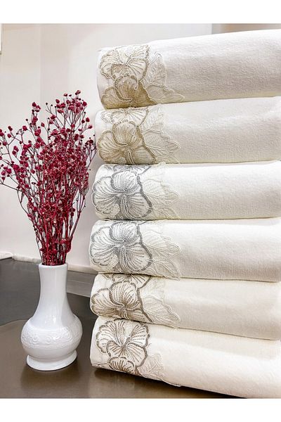 AYHANHOME Luxury French Guipure 6 Pieces Dowry 30X50 Velvet Kitchen Towel