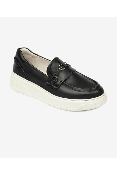 Greyder Women's Black Genuine Leather Loafer Shoes 4Y2Ca33731