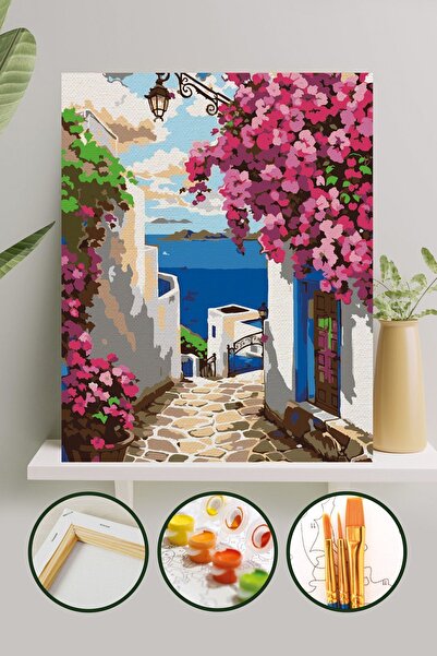 Palmiye Hobi Sanat Kırtasiye Sayılarla Boyama 40x50 Cm Tuval Seti Fırça Boya ...