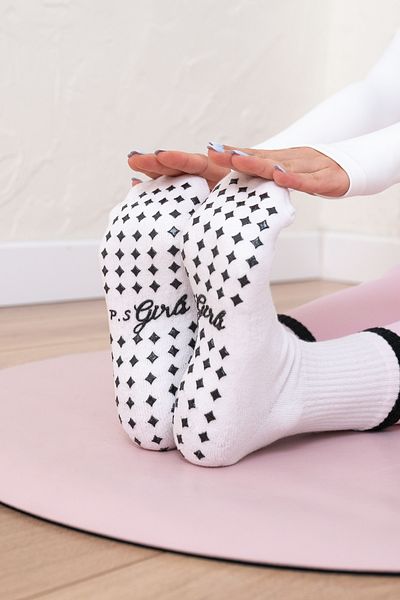 PS Girls Pilates Yoga Socks - Black Sole Anti-Slip Socks - Pilates Era Socks