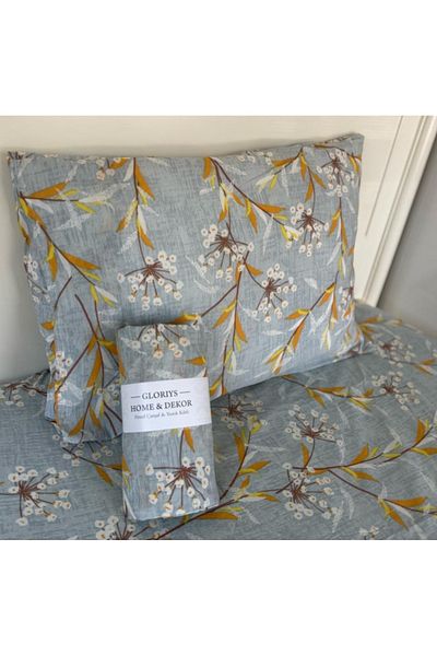 Gloriys Home & Decor Floral Lavender Patterned Yellow Single Fitted Sheet Set