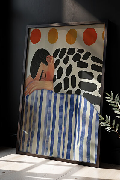 HİGUERA Μοντέρνα Τέχνη Αγγίξτε τον ύπνο άντρας Πίνακας τοίχου με φυσικό ξύλιν...