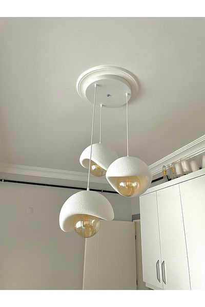 DREAM MODE Concrete Look Modern Stylish Nordic Style 3 Headed Chandelier (25cm) (with Rustic Bulb Gift) Nestvi̇be