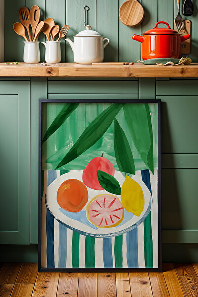HİGUERA Φρούτα κάτω από τροπικά φύλλα KTB Ζωγραφική τοίχου κουζίνας με φυσικό...