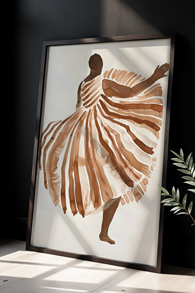 HİGUERA Κομψός χορευτής σε γήινες αποχρώσεις Πίνακας τοίχου με φυσικό ξύλινο ...