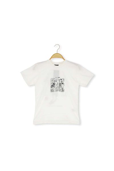 atabay Back Slamdunk Printed 36/1 Single Jersey Men's Tshirt Ecru