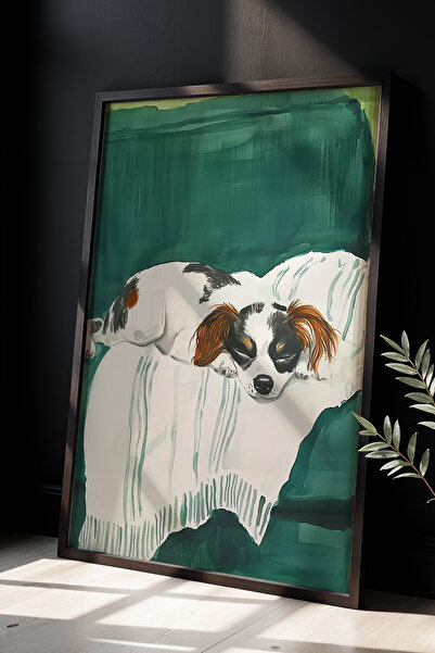 HİGUERA Ζωγραφική τοίχου με φυσικό ξύλινο πλαίσιο Little Friend Deep Sleep