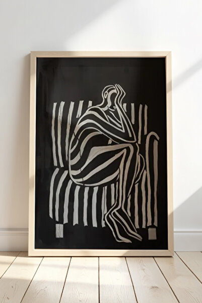 HİGUERA Abstract Leaf Pattern Stylish Natural Wood Framed Wall Painting