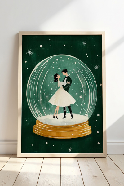 HİGUERA Ρομαντικό ζωγραφική με θέμα το Snow Globe Love and Fairy Tale Air με ...