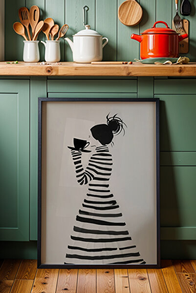 HİGUERA Γυναικεία σιλουέτα σε στυλ κινουμένων σχεδίων – Ζωγραφική τοίχου κουζ...