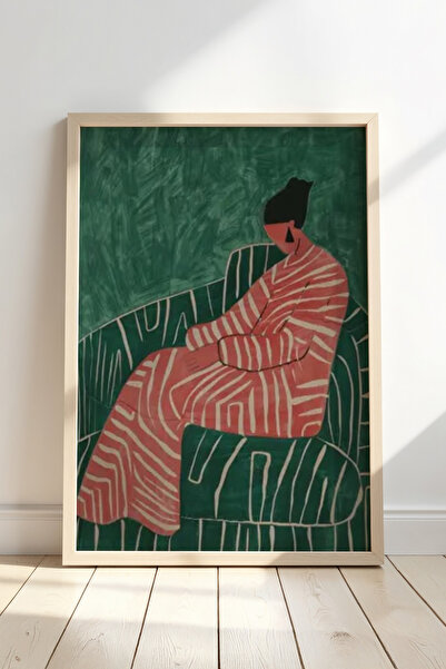 HİGUERA Κόκκινη αφηρημένη γυναικεία φιγούρα με θέμα το σμαραγδένιο πράσινο ζω...