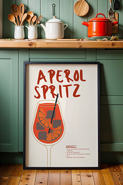 HİGUERA Aperol Spritz Minimalist BAR Ζωγραφική τοίχου κουζίνας με φυσικό ξύλι...