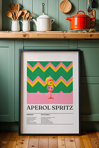 HİGUERA Aperol Spritz Cocktail BAR Ζωγραφική τοίχου κουζίνας με φυσικό ξύλινο...