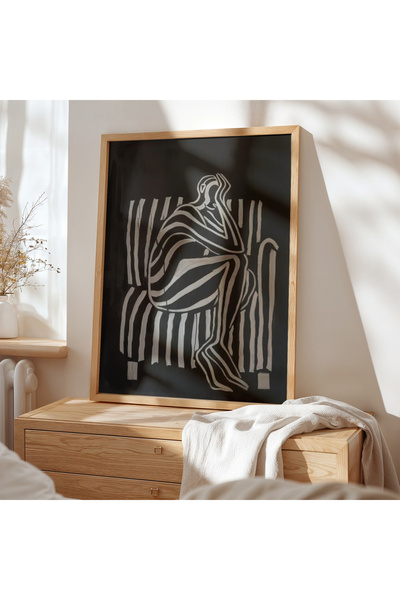 HİGUERA Abstract Leaf Pattern Stylish Natural Wood Framed Wall Painting