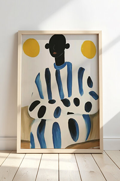 HİGUERA Διπλό ηλιακό λεπτομερές μοντέρνο εικονογράφημα μπλε και κίτρινο με φυ...