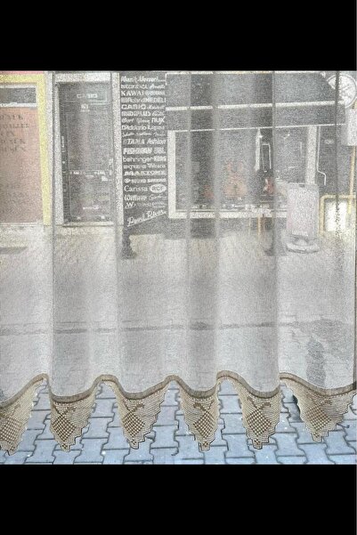 osmanlıhan Fileli Makrome Buldan Dokuma Ekru El Işi Dantelli Tül Perde