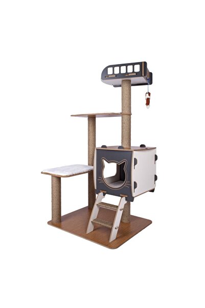 Patihomes Tiered Cat House Scratching Gray