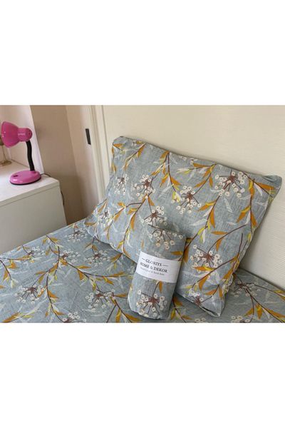 Gloriys Home & Decor Floral Yellow Lavender Patterned Double Size King Size Fitted Sheet Set
