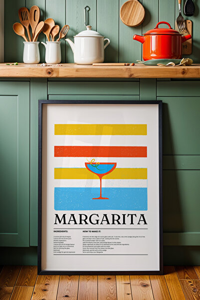 HİGUERA Margarita Cocktail BAR Ζωγραφική τοίχου κουζίνας με φυσικό ξύλινο πλα...