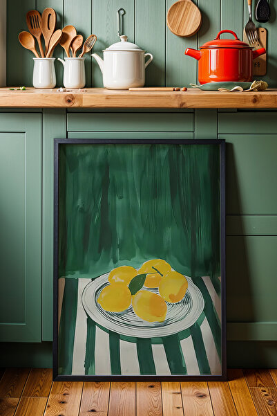 HİGUERA Ιταλικό στυλ Lemons KTB Ζωγραφική τοίχου κουζίνας με φυσικό ξύλινο πλ...