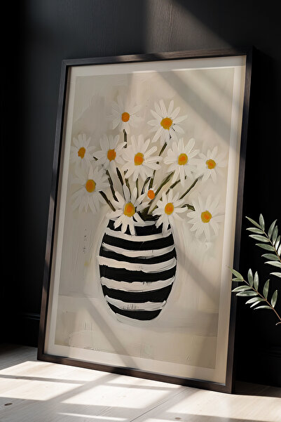 HİGUERA Ριγέ βάζο με μοτίβο μαργαρίτας – Ανοιξιάτικη ενέργεια Πίνακας τοίχου ...