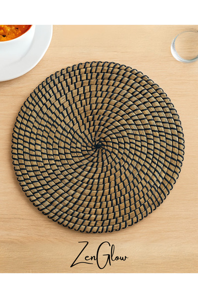 ZenGlow 6 ADET Lattad 37 Cm Sofra Mutfak Şık - Lüx Amerikan Servis Siyah