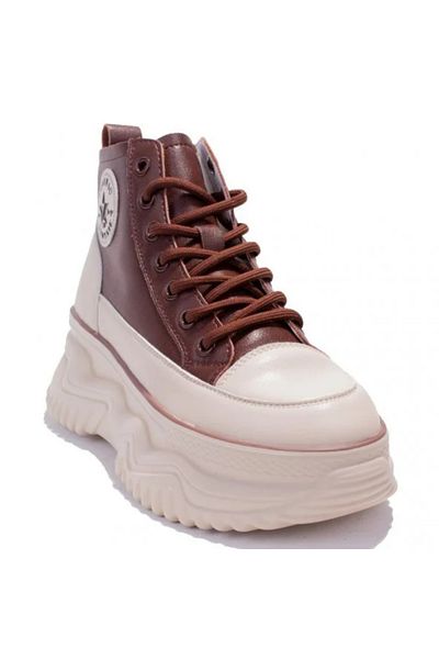 GAMELU 23kz Gınza Beige Δερμάτινο Sneaker - Γυναικεία ψηλά παπούτσια