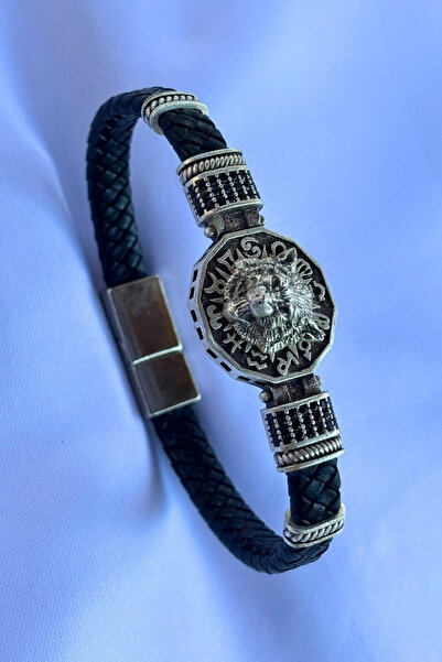 Begondio Genuine Leather Men's Bracelet Made with Wolf Figure Zircon Stone Ha...