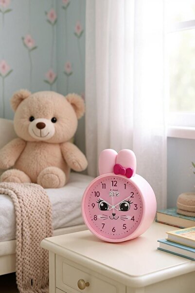 Revello Saatdukkanduvar Home'dan Çocuk Odası Pembe Masa Saati 27x39 Cm Boyut