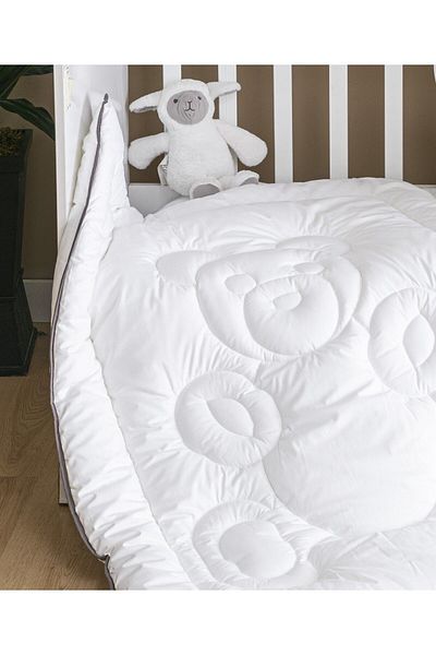 homewell 100% Pure Bamboo Hypoallergenic for 0-6 Years Old Baby and Child - White Teddy Bear Quilt