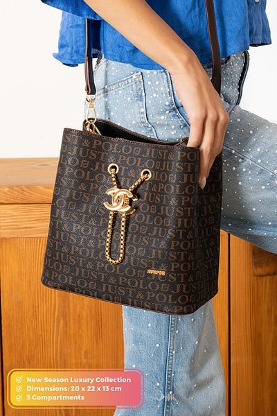 Just Polo Original Women's 3 Compartment Luxury Soft Leather Adjustable Cross Strap Stylish Trend Hand and Shoulder Bag