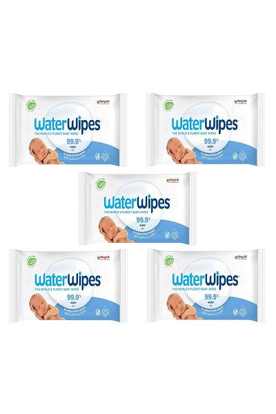 WaterWipes Baby Wipes Original Plastic Free wipes, 300 Wipes (Pack of 5)