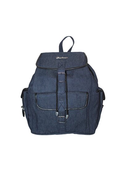 MEBES Denim Kumaş Kadın Erkek Kullanımlı Sırt Omuz Çantası 3cepkotlacivert-siyahgr3okl