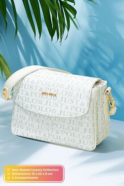 Just Polo Original Women's 4 Compartment Luxury Soft Leather Stylish Trend Shoulder Bag with Adjustable Cross Column Strap
