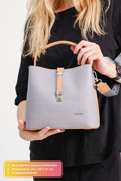 Just Polo Original Women's New Season 4 Compartment Luxury Soft Leather Lock Detailed Cross Column Strap Shoulder Bag
