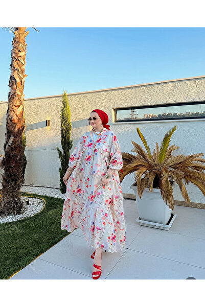 BZ BUTİK Modal Fabric Dress with Floral Print